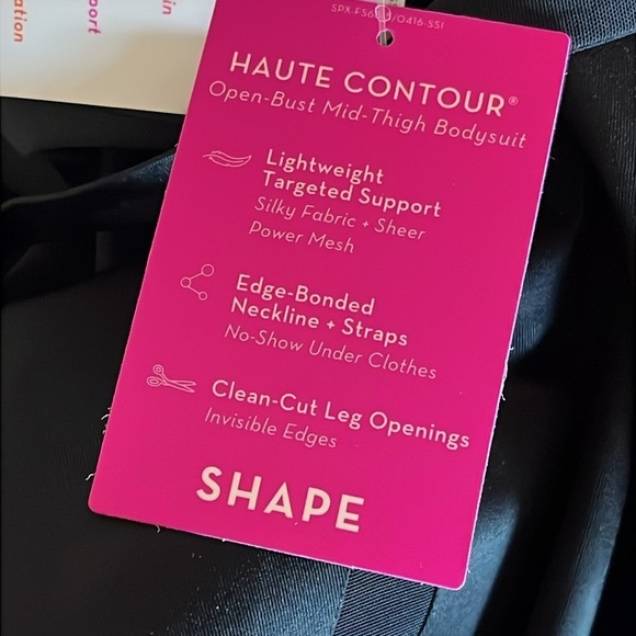 Brand New Spanx Open-Bust Mid-Thigh Bodysuit Very Black Slimming Shapewear - Picture 13 of 15